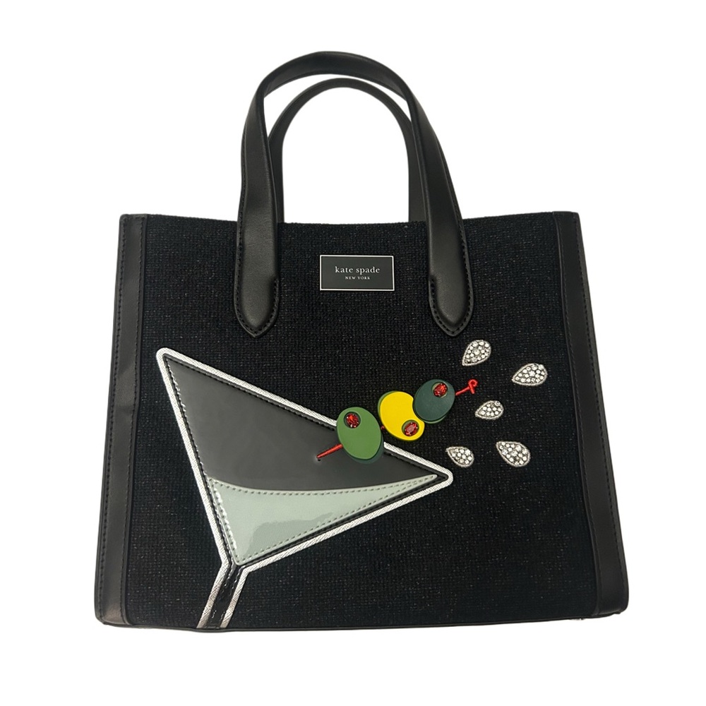 Kate Spade Black Tote with Martini Embellishment